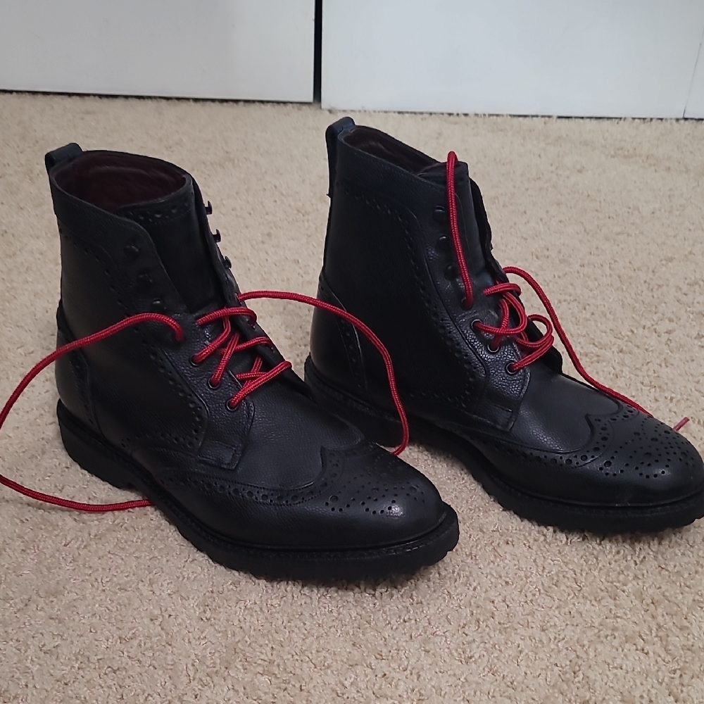 Allen Edmonds Black Brogue Boots with Red Laces. Awesome boots!